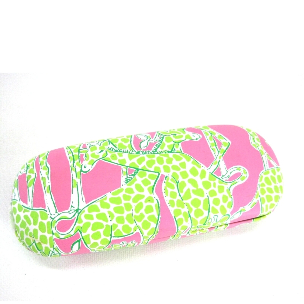 Lilly Pulitzer Eyeglass Glasses Hard Case Pink Green Giraffes Clamshell Style